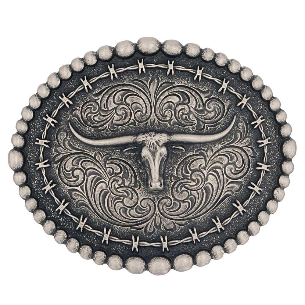 9167 Longhorn Series Attitude Western Belt Buckle Barbed Wire Longhorn